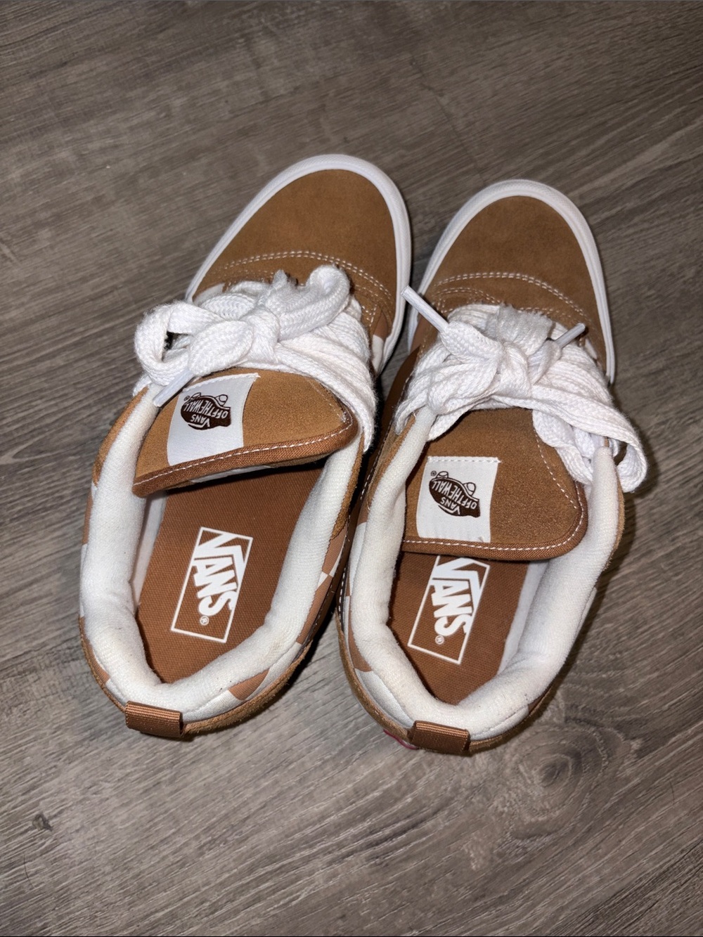 Unisex Vans Tan and White Low-Top Sneakers